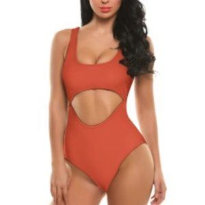 Ekouaer Women's Orange One Piece Swimsuit size XXL NWT